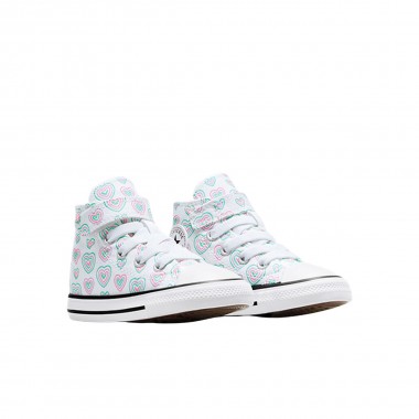 CONVERSE CHUCK TAYLOR ALL STAR HEARTS INF HI SHOES WHT/PNK/WHT