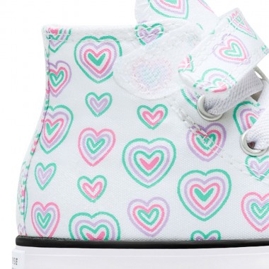 CONVERSE CHUCK TAYLOR ALL STAR HEARTS INF HI SHOES WHT/PNK/WHT