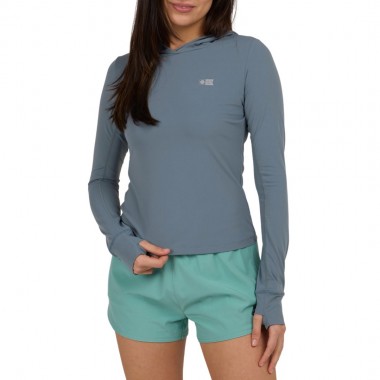 SALTY CREW ALPHA HOODED W LS RASHGUARD FIN BLUE