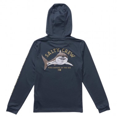 SALTY CREW LURKING BOYS LS HOODED SUNSHIRT BLUEFIN