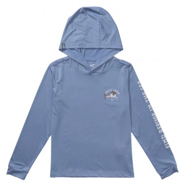 SALTY CREW LURKING BOYS LS HOODED SUNSHIRT MARINE BLUE