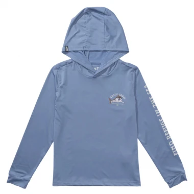 SALTY CREW LURKING BOYS LS HOODED SUNSHIRT MARINE BLUE