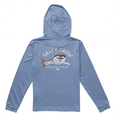 SALTY CREW LURKING BOYS LS HOODED SUNSHIRT MARINE BLUE