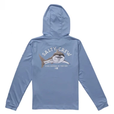 SALTY CREW LURKING BOYS LS HOODED SUNSHIRT MARINE BLUE