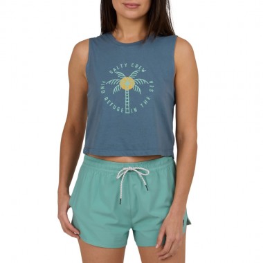SALTY CREW QUEEN PALM W CROPPED TANK FIN BLUE