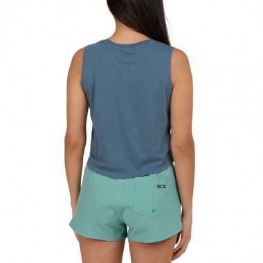 SALTY CREW QUEEN PALM W CROPPED TANK FIN BLUE