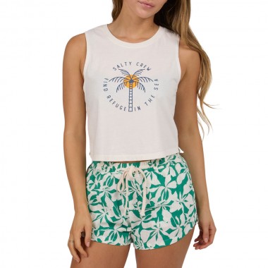 SALTY CREW QUEEN PALM W CROPPED TANK OFF WHITE