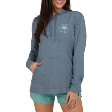 SALTY CREW QUEEN PALM W LS TECH HOODIE FIN BLUE