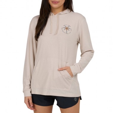 SALTY CREW QUEEN PALM W LS TECH HOODIE OATMEAL