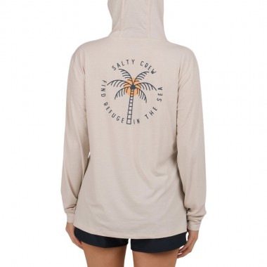 SALTY CREW QUEEN PALM W LS TECH HOODIE OATMEAL