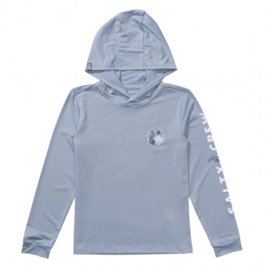 SALTY CREW STAKE OUT BOYS LS HOODED SUNSHIRT BLUE FOG