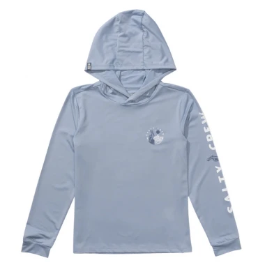 SALTY CREW STAKE OUT BOYS LS HOODED SUNSHIRT BLUE FOG