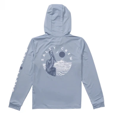 SALTY CREW STAKE OUT BOYS LS HOODED SUNSHIRT BLUE FOG