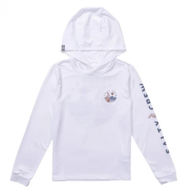 SALTY CREW STAKE OUT BOYS LS HOODED SUNSHIRT WHITE