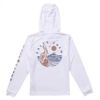 SALTY CREW STAKE OUT BOYS LS HOODED SUNSHIRT WHITE