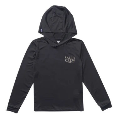 SALTY CREW YELLOWFIN BOYS LS HOODED SUNSHIRT CHARCOAL