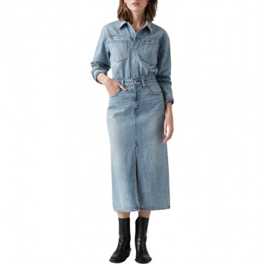 LEVI’S® WESTERN DENIM MIDI SHIRT DRESS BLUE