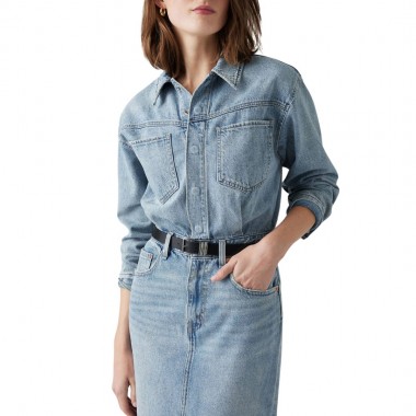 LEVI’S® WESTERN DENIM MIDI SHIRT DRESS BLUE