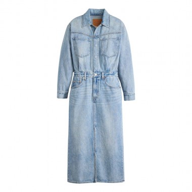 LEVI’S® WESTERN DENIM MIDI SHIRT DRESS BLUE