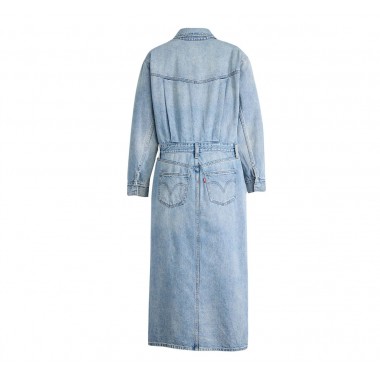 LEVI’S® WESTERN DENIM MIDI SHIRT DRESS BLUE
