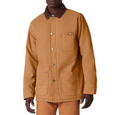 DICKIES DUCK CANVAS CHORE COAT STONE WASHED BROWN DUCK
