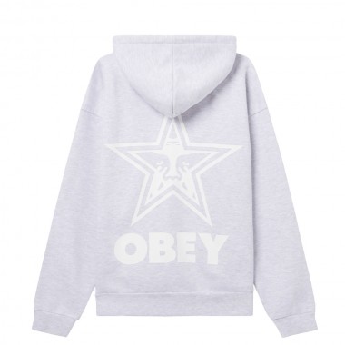 OBEY BOLD STAR EXTRA HEAVY HOODIE ASH GREY
