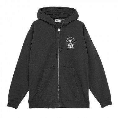 OBEY THE WORLD IS MY STAGE ZIP HOODIE BLACK
