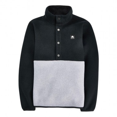 BURTON CINDER K FLEECE ANORAK TRUE BLACK/GRAY HEATHER