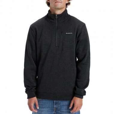 QUIKSILVER KELLER HALF-ZIP SWEATSHIRT BLACK HEATHER
