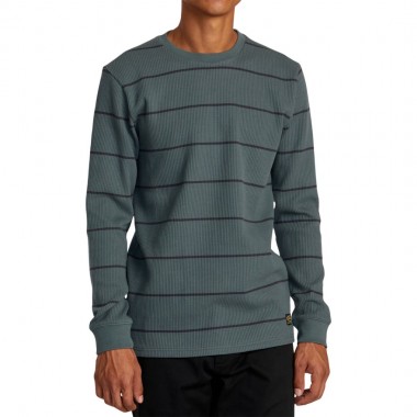RVCA DAY SHIFT THERMAL STRIPE LS T-SHIRT BALSAM GREEN