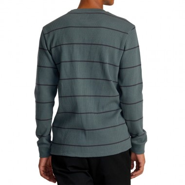 RVCA DAY SHIFT THERMAL STRIPE LS T-SHIRT BALSAM GREEN