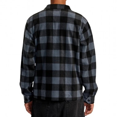 RVCA YUKON HI PILE FLEECE LS OVERSHIRT GARAGE BLUE