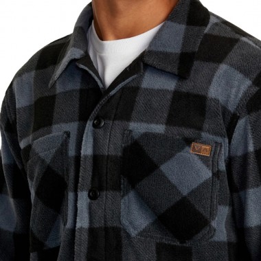 RVCA YUKON HI PILE FLEECE LS OVERSHIRT GARAGE BLUE