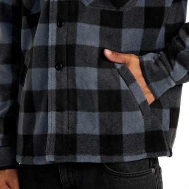 RVCA YUKON HI PILE FLEECE LS OVERSHIRT GARAGE BLUE