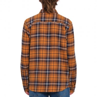 VOLCOM CADEN PLAID LS SHIRT CHESTNUT BROWN