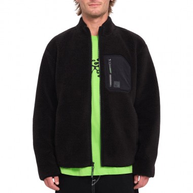 VOLCOM MUZZER FUZZAR ZIP SHERPA SWEATSHIRT BLACK