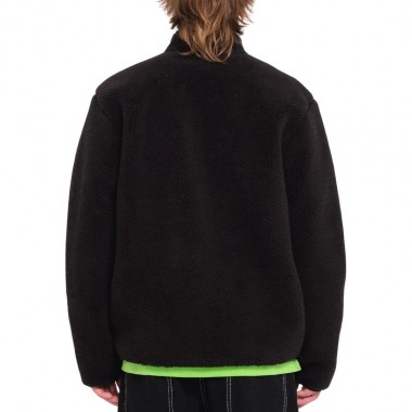 VOLCOM MUZZER FUZZAR ZIP SHERPA SWEATSHIRT BLACK