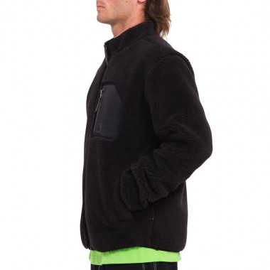 VOLCOM MUZZER FUZZAR ZIP SHERPA SWEATSHIRT BLACK
