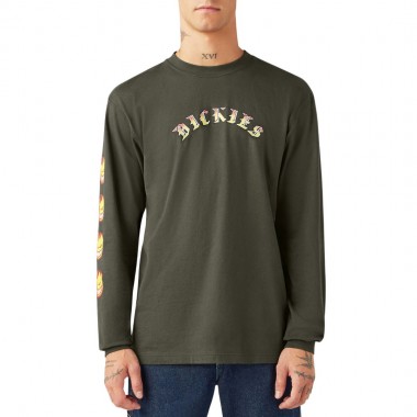 DICKIES X SPITFIRE LS TEE OLIVE GREEN