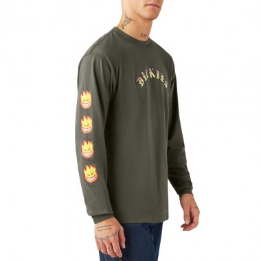 DICKIES X SPITFIRE LS TEE OLIVE GREEN