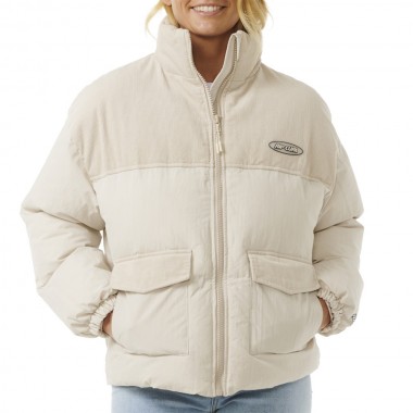 RIP CURL HIGH TIDE MIXED CORD W PUFFER JACKET OFF WHITE
