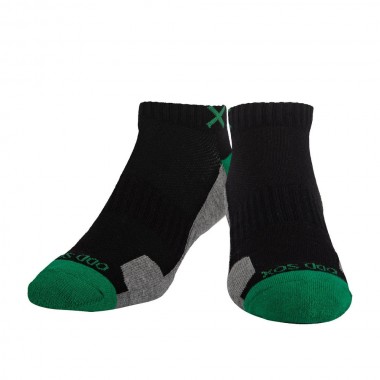 ODD SOX BASIX 3 BLOCK STAPLE GRN BLK HEATHER ANKLE CREW SOCKS