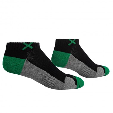 ODD SOX BASIX 3 BLOCK STAPLE GRN BLK HEATHER ANKLE CREW SOCKS