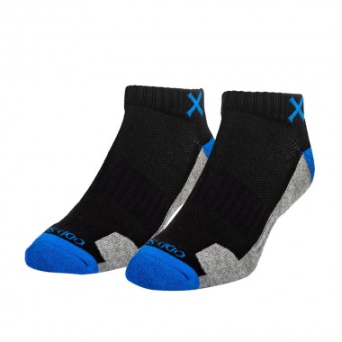 ODD SOX BASIX 3 BLOCK STPL ROYAL BLK HEATHER ANKLE CREW SOCKS