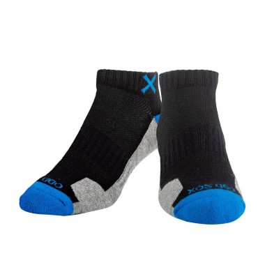 ODD SOX BASIX 3 BLOCK STPL ROYAL BLK HEATHER ANKLE CREW SOCKS