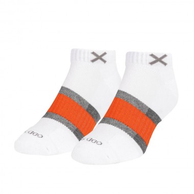 ODD SOX BASIX 3 STRIPE WHITE GRAY ORANGE ANKLE CREW SOCKS