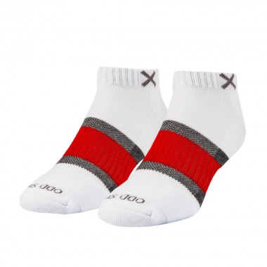 ODD SOX BASIX 3 STRIPE WHITE GRAY RED ANKLE CREW SOCKS