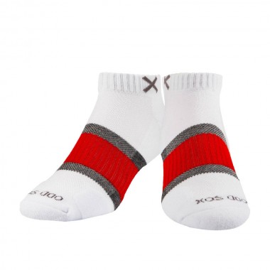 ODD SOX BASIX 3 STRIPE WHITE GRAY RED ANKLE CREW SOCKS
