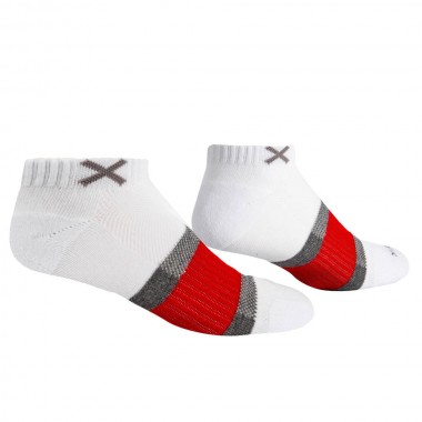 ODD SOX BASIX 3 STRIPE WHITE GRAY RED ANKLE CREW SOCKS