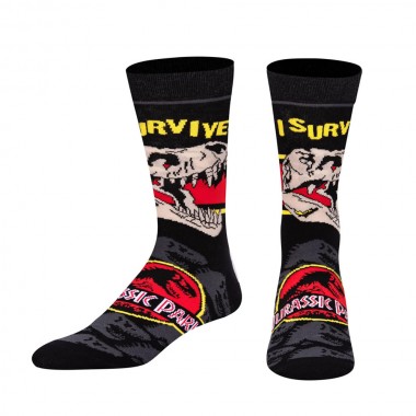 ODD SOX X JURASSIC PARK I SURVIVED CREW SOCKS
